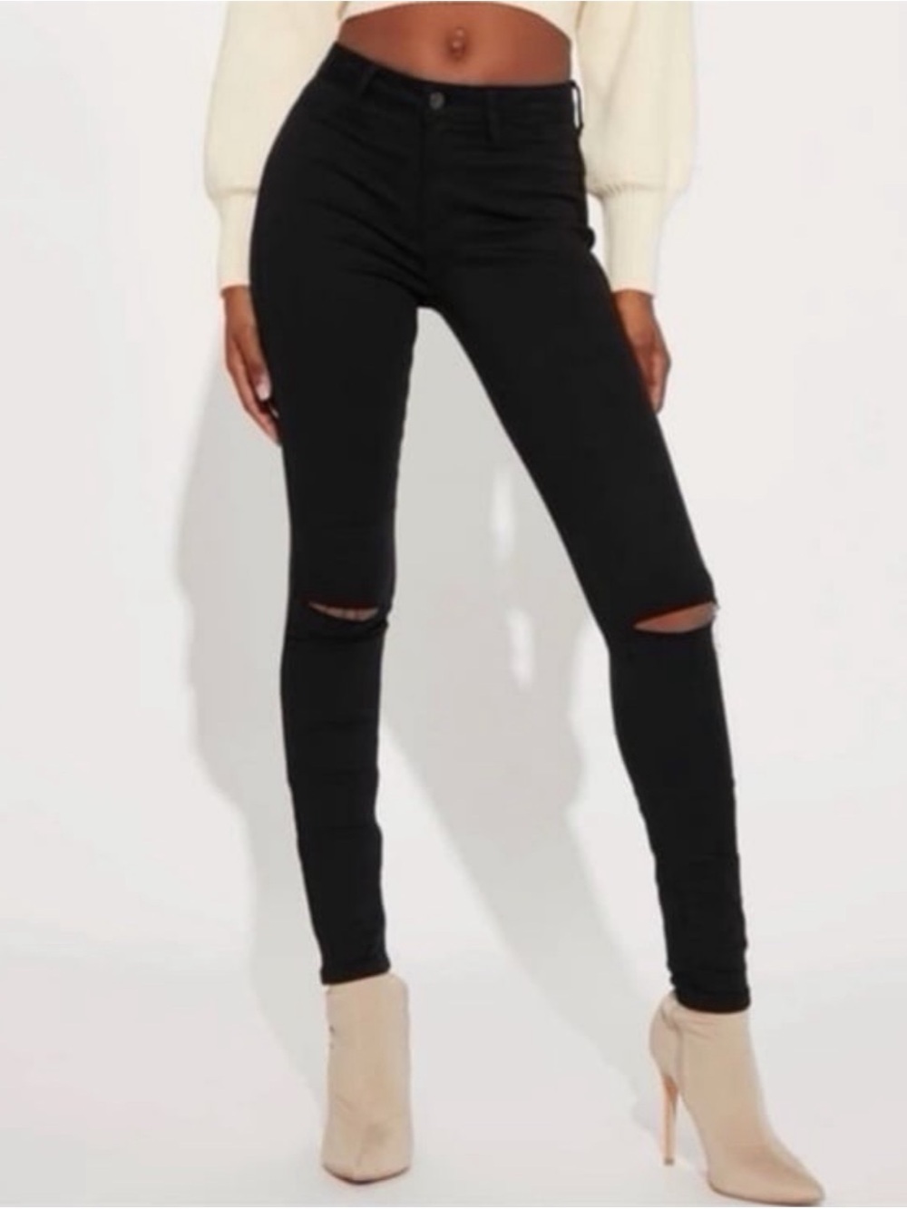 Fashion Nova Busted Knees Distressed Skinny Jeans
